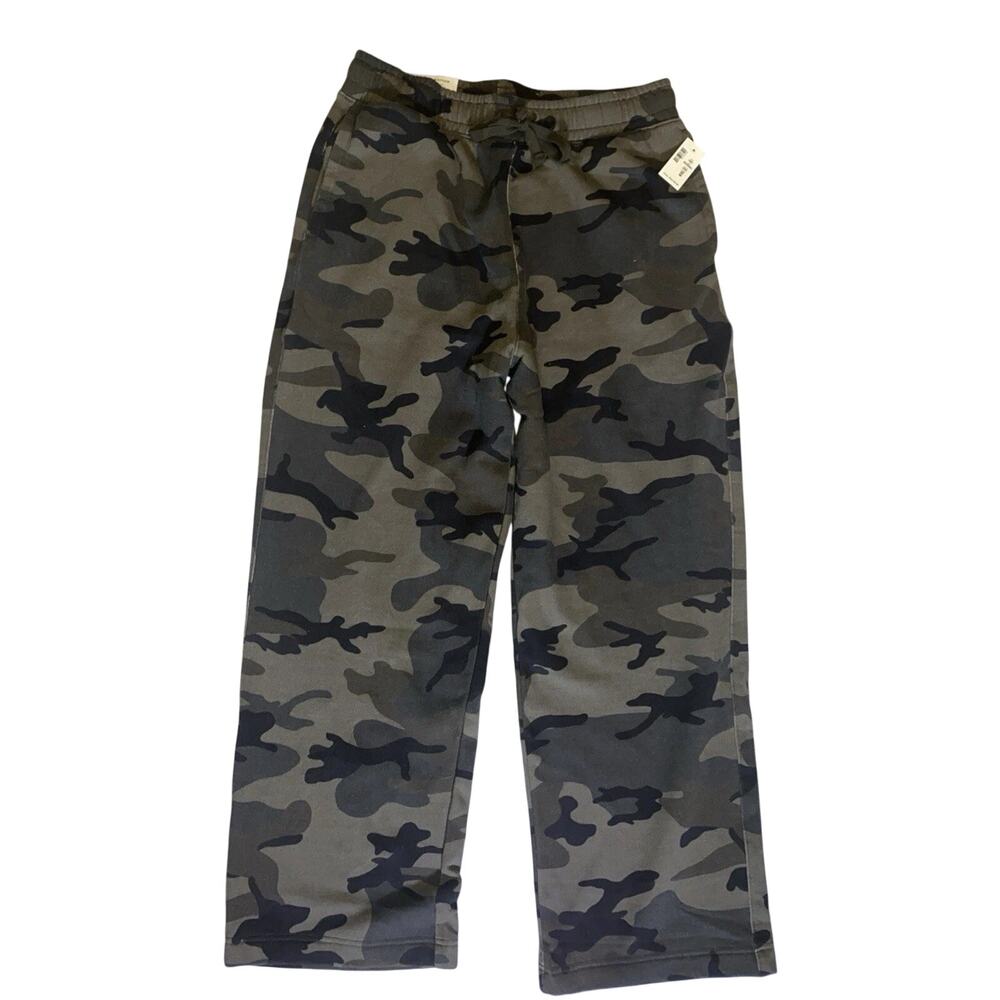 Aeropostale Sweatpants Mens Medium Gray Cloud Soft Camo Fleece baggy open bottom
